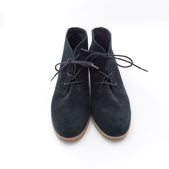 Bjorndal Rachel Wedge Heel Chukka Booties Sz 9 Lace Up Black Suede - Picture 3 of 11